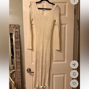 Lulu's Cream Long Sleeve Knit Dress
